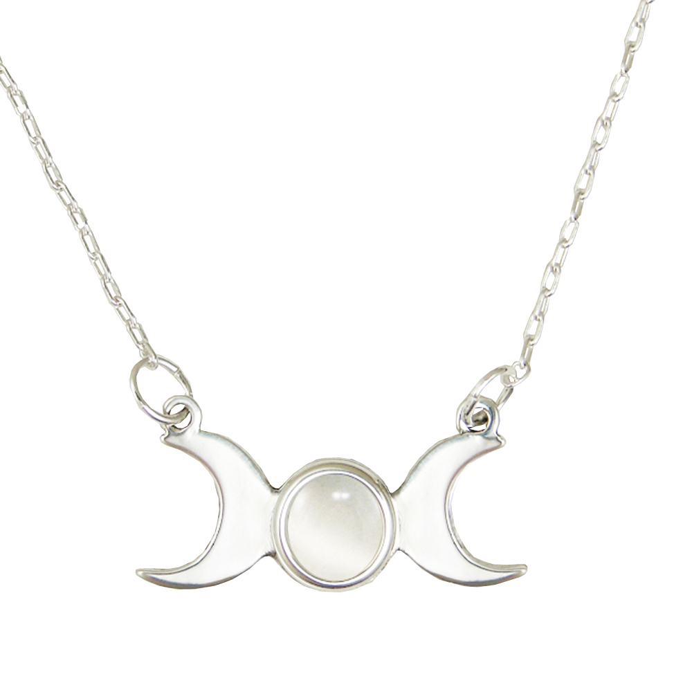 Sterling Silver Moon Phases Necklace With White Moonstone